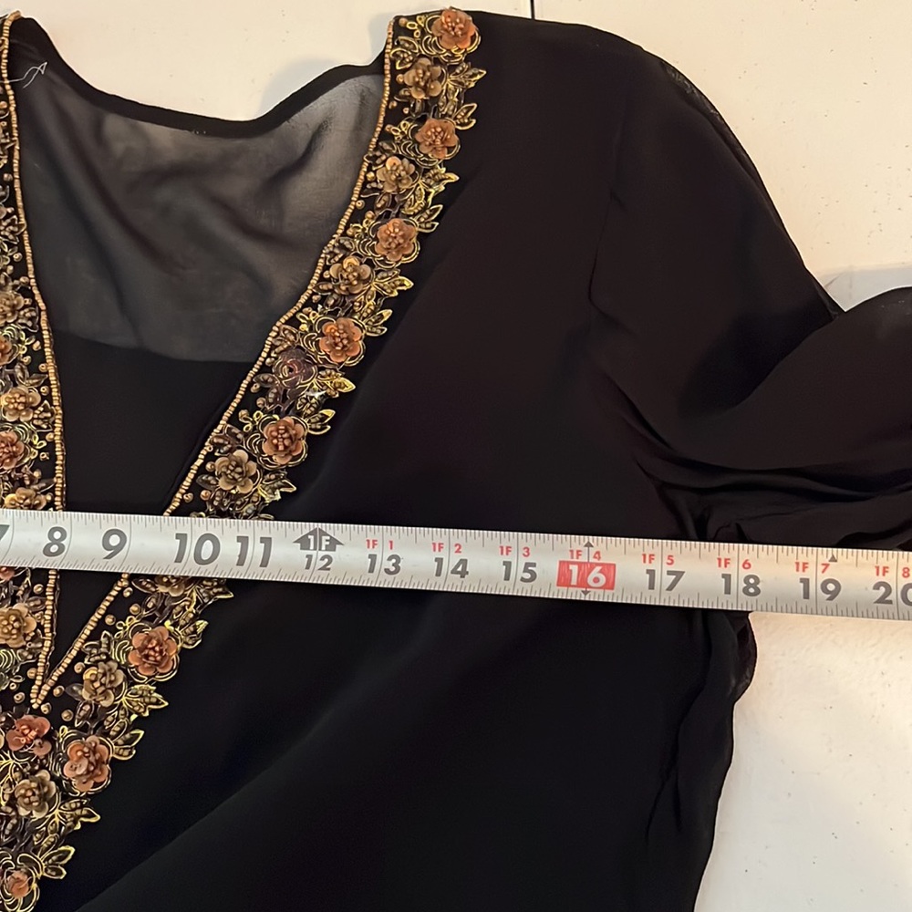 Long Sleeve Black Sequin Detail Tunic Blouse size M/L - Picture 8 of 10